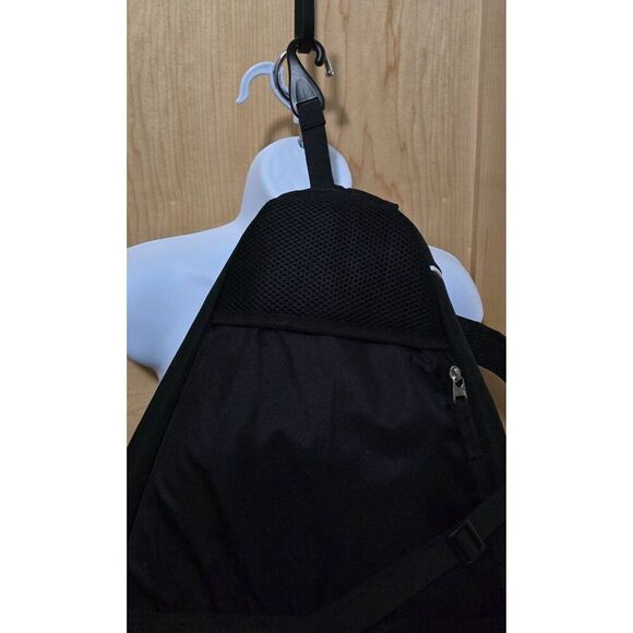 Throggy Black Sling Backpack With Multiple Zipper Pockets & Mesh Holder - Picture 10 of 11